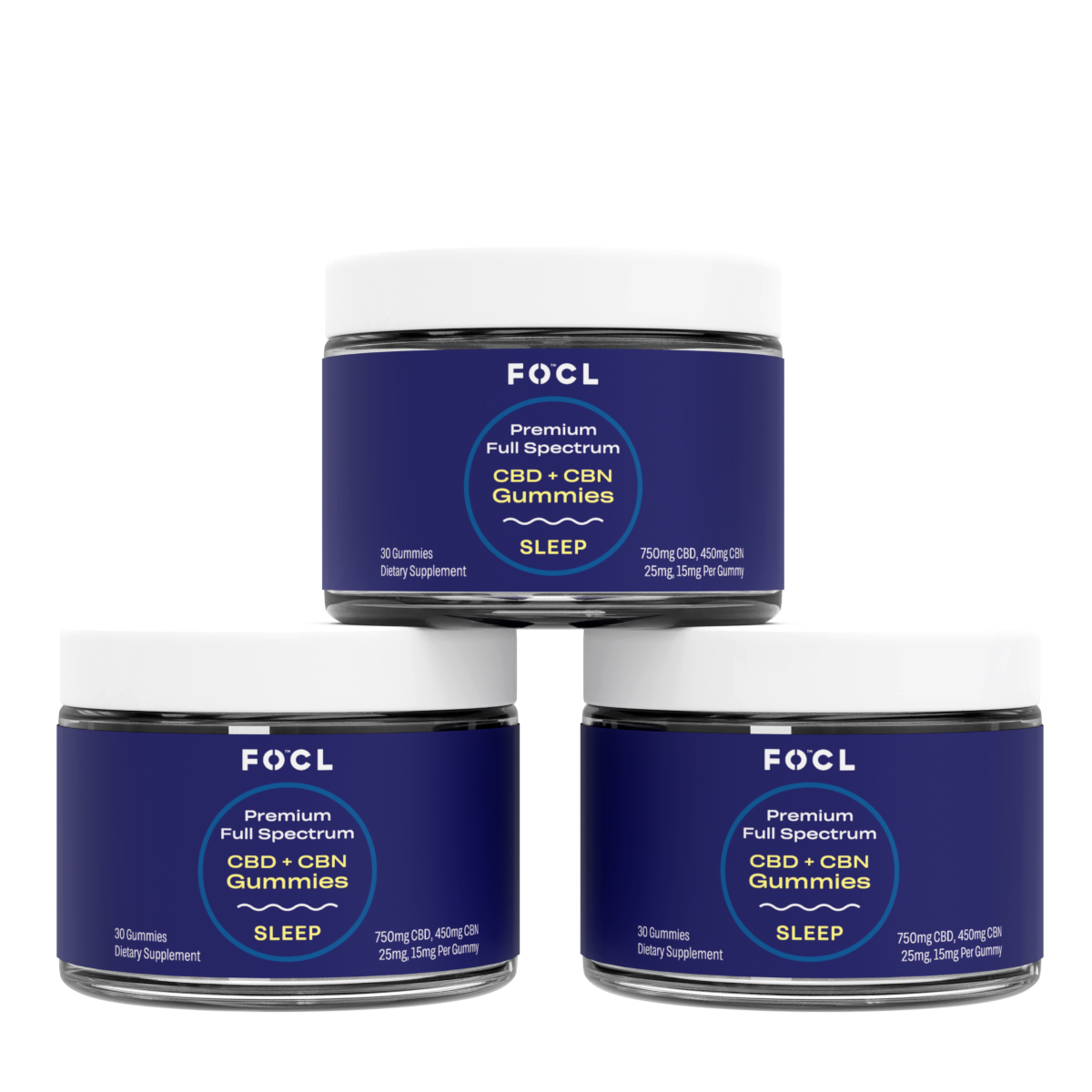 Premium Full Spectrum CBD + CBN Sleep Gummies 3-Pack - FOCL