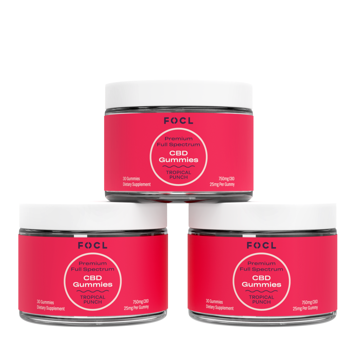Premium Full Spectrum CBD Gummies 3-Pack - FOCL