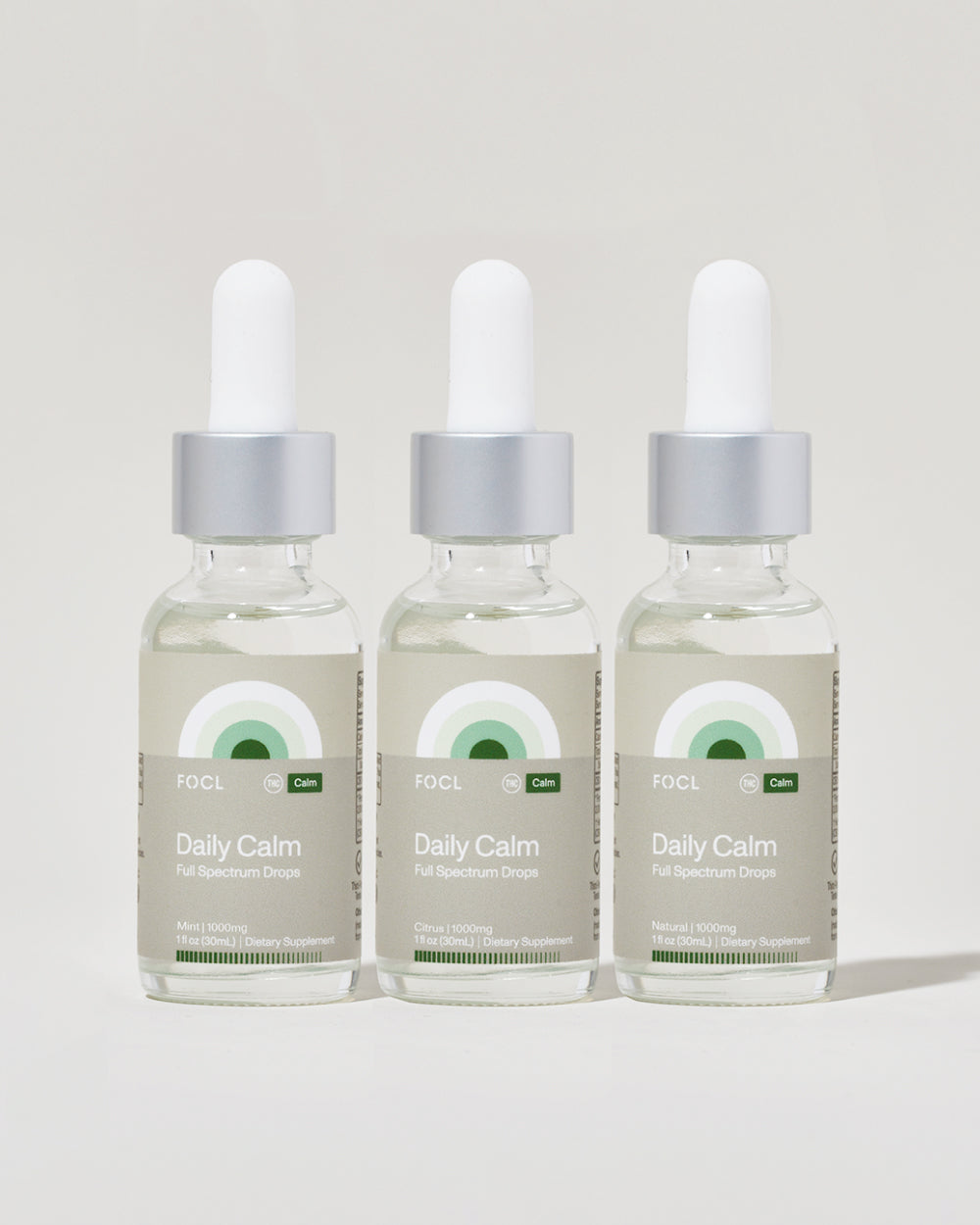 FOCL Daily Calm Drops Bundle - Premium plant-based supplements for stress relief and calm.