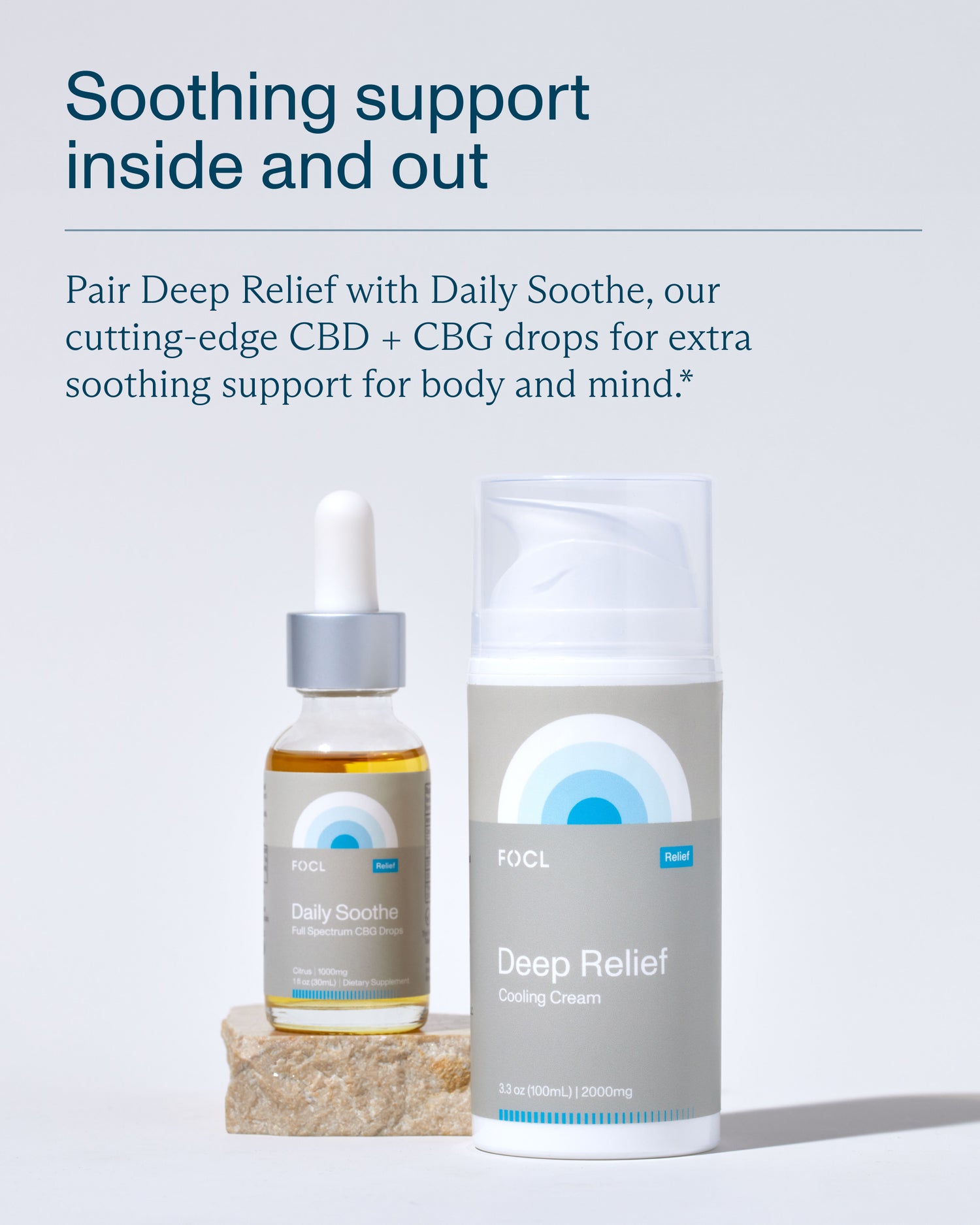FOCL Deep Relief Cream bottle - a plant-based solution for targeted pain relief.