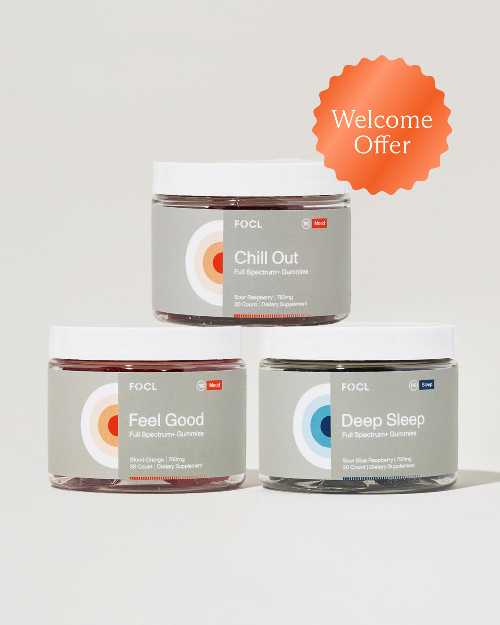 FOCL Variety Bundle Premium plant-based supplements for sleep, focus, and calm support.