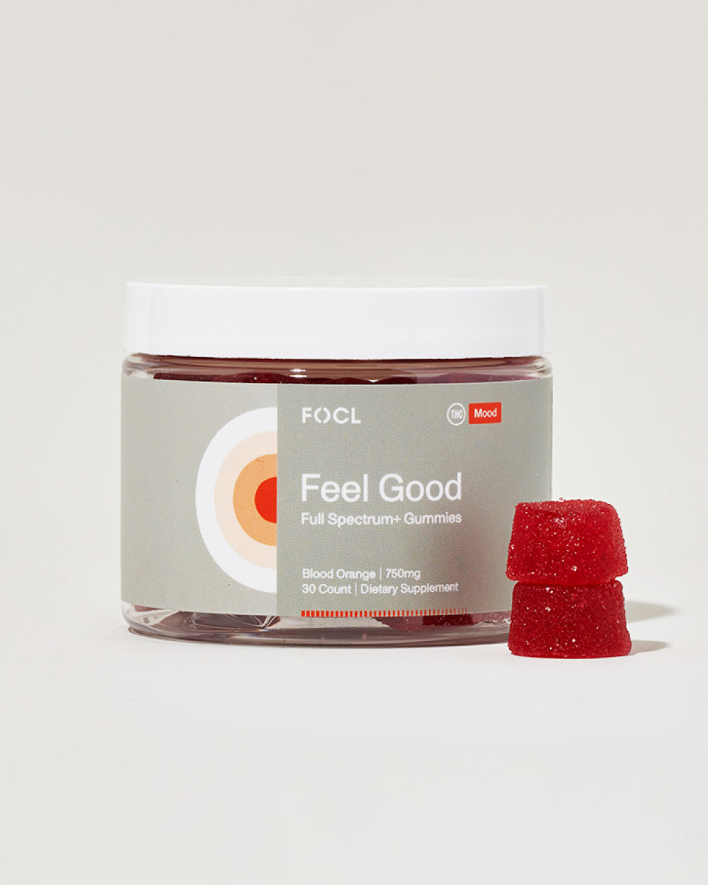 FOCL FeelGood Gummies in packaging - plant-based, functional wellness supplements for calm and focus.