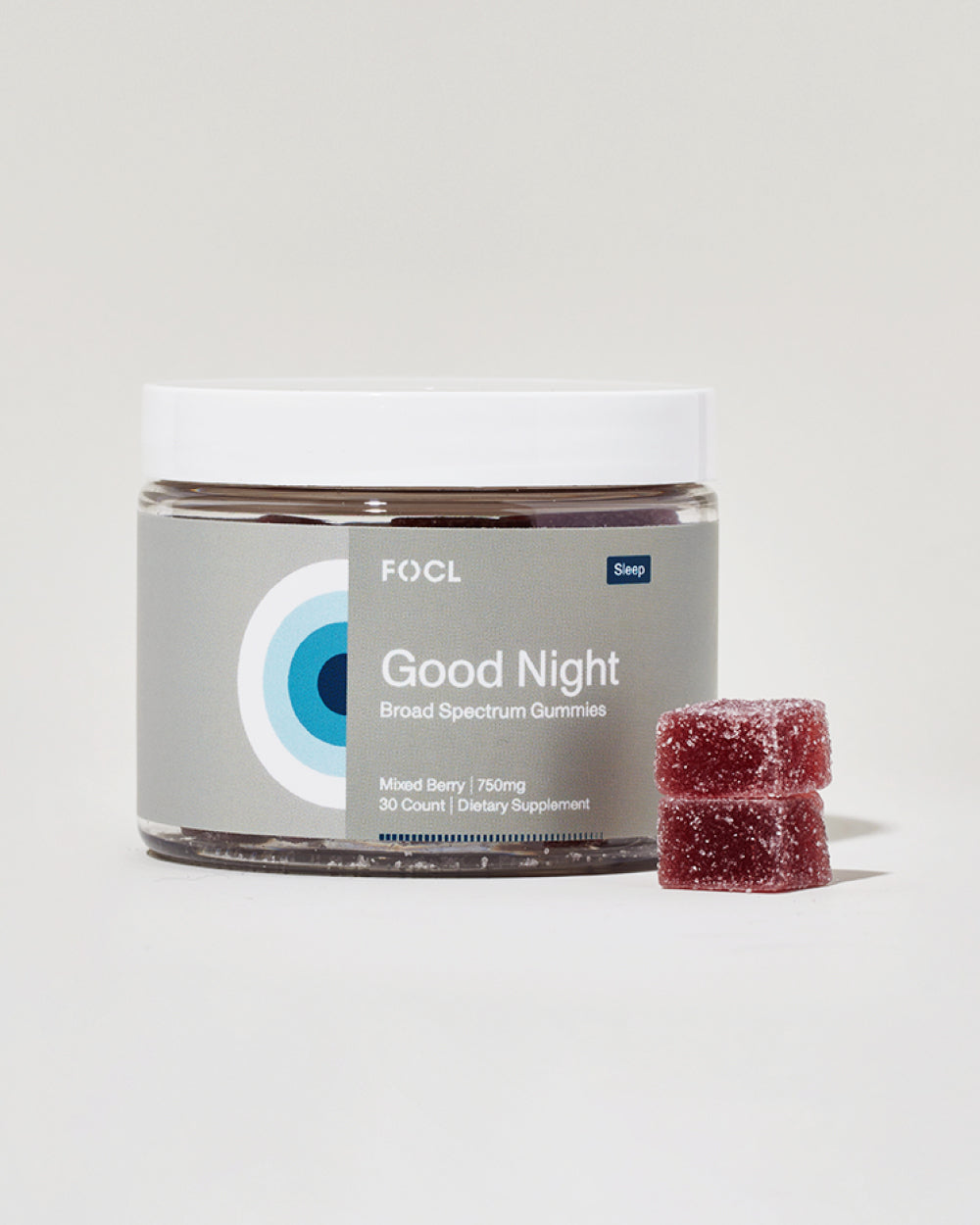 FOCL GoodNight BS Gummies in packaging - plant-based sleep support supplement.