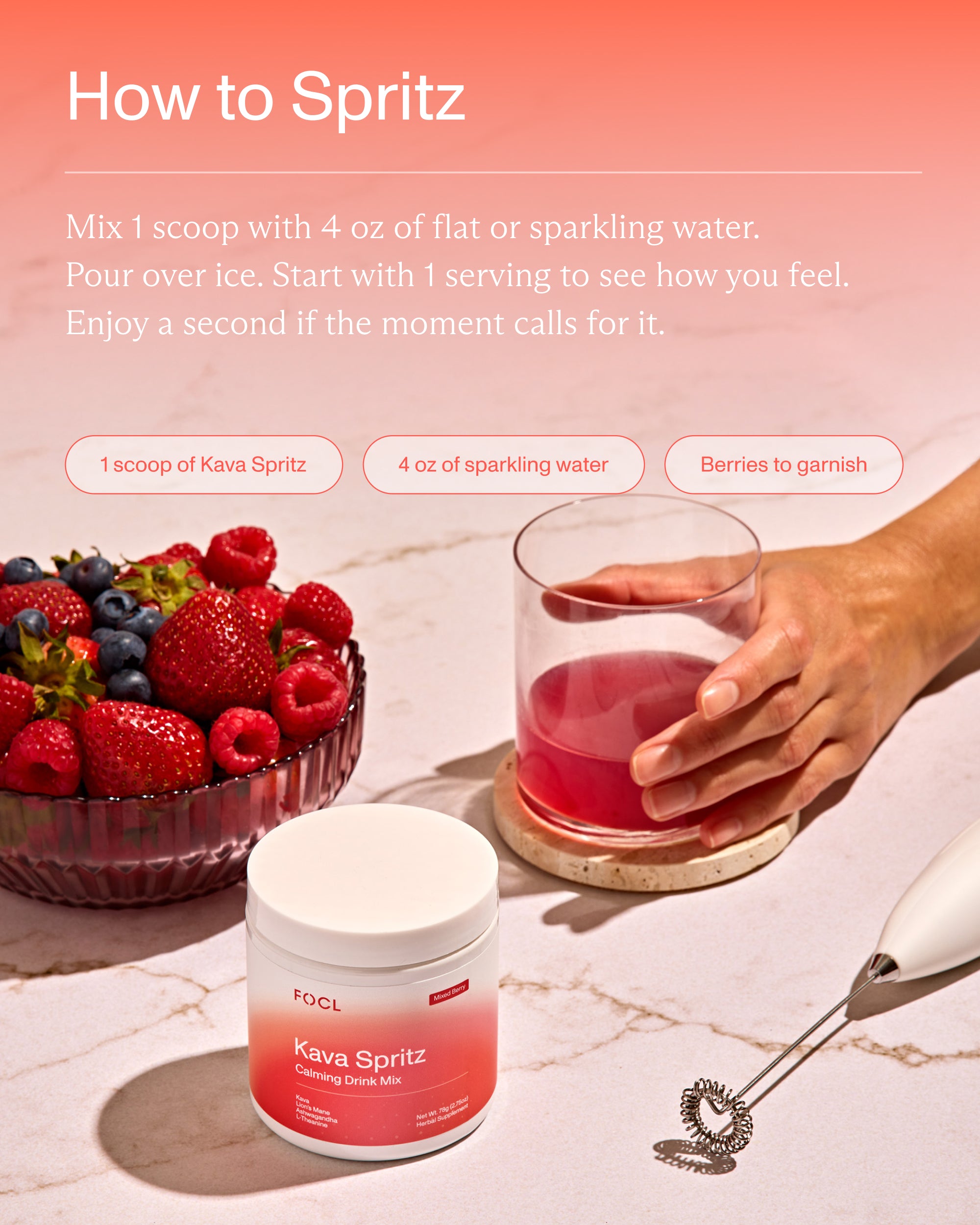 FOCL Kava Spritz bottle - a plant-based personal care product for calm and stress relief.