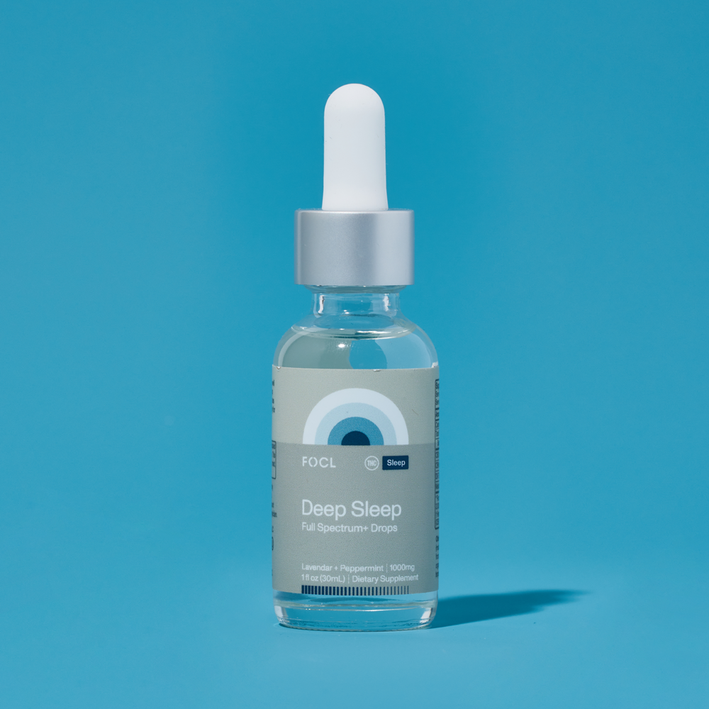 FOCL Deep Sleep supplement in a bottle - Promotes restful sleep with plant-based ingredients.