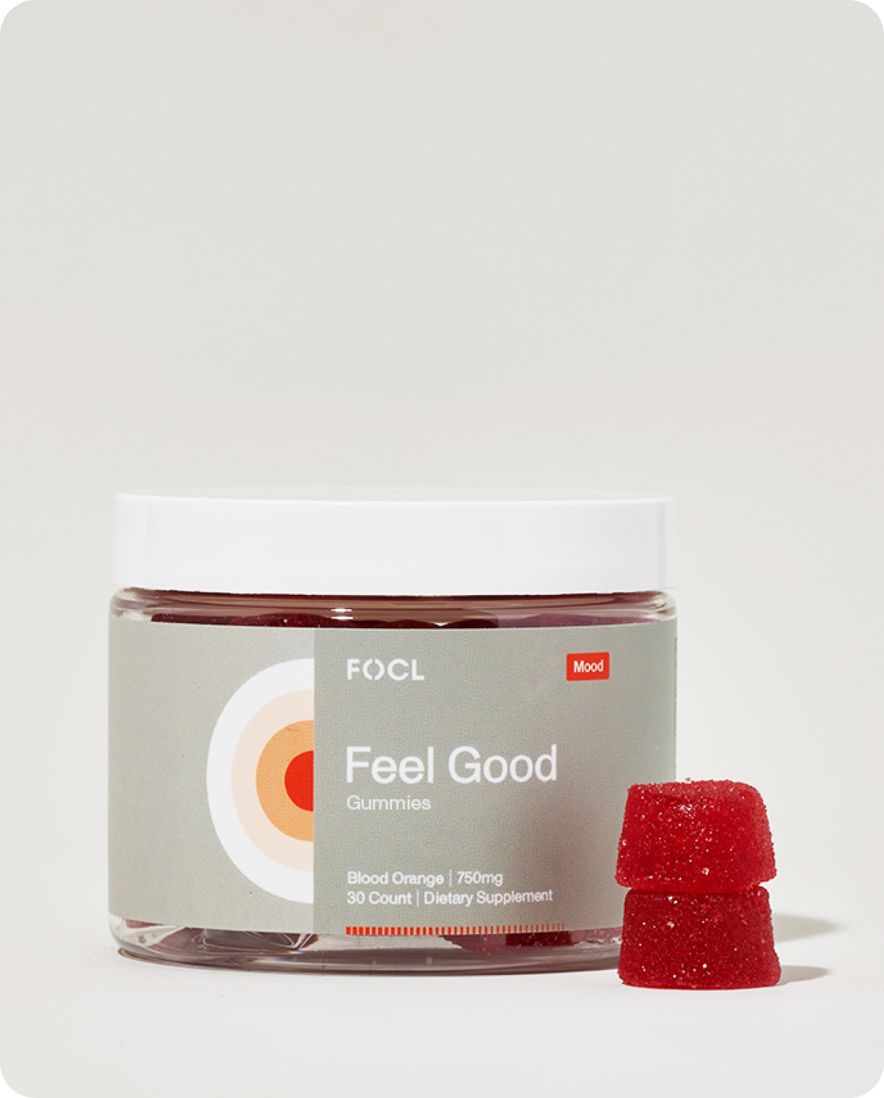 FOCL Feel Good Gummies in packaging - plant-based wellness supplement for focus and calm.