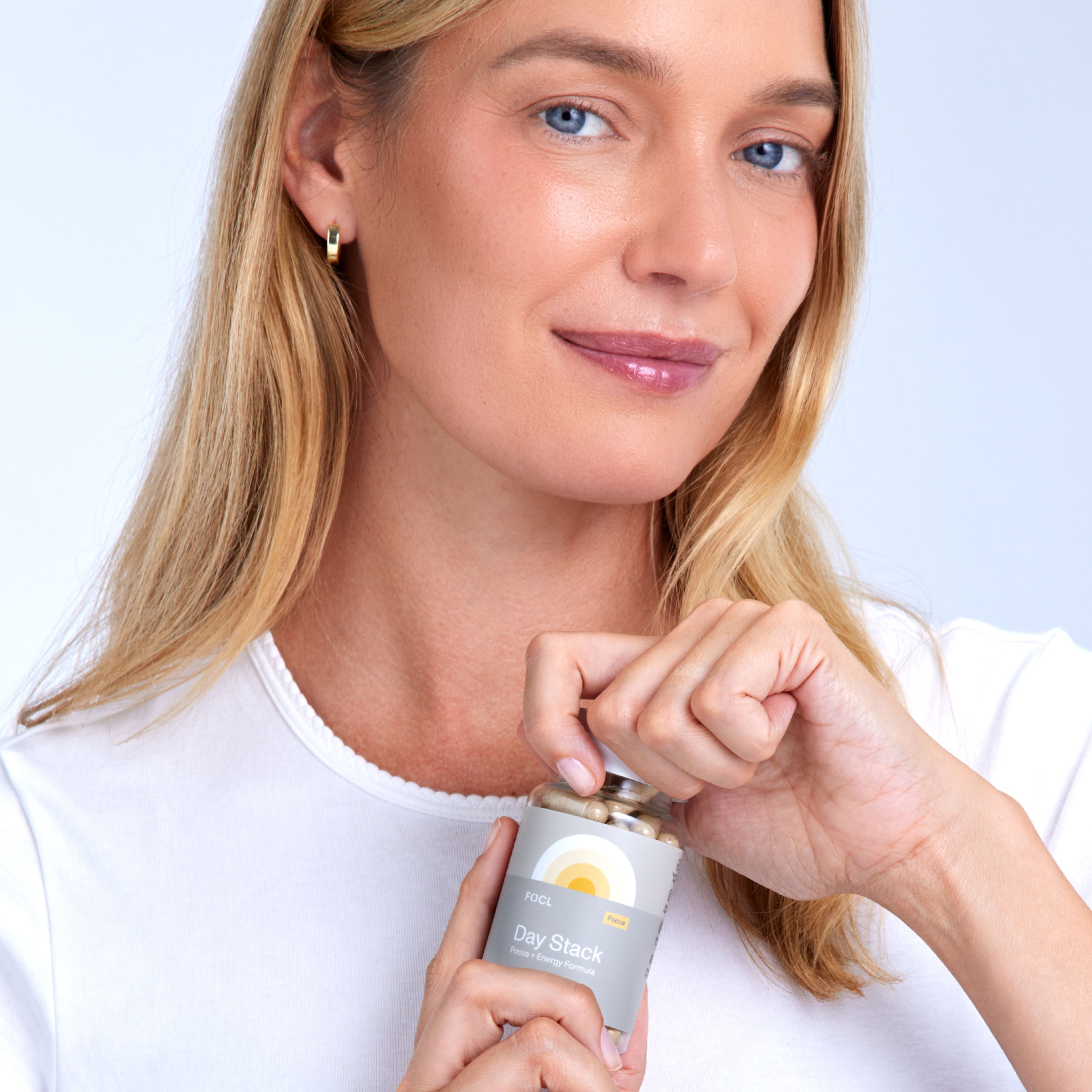 FOCL Day and Night CBD Capsules in a sleek, premium bottle promoting better sleep, focus, and calm.