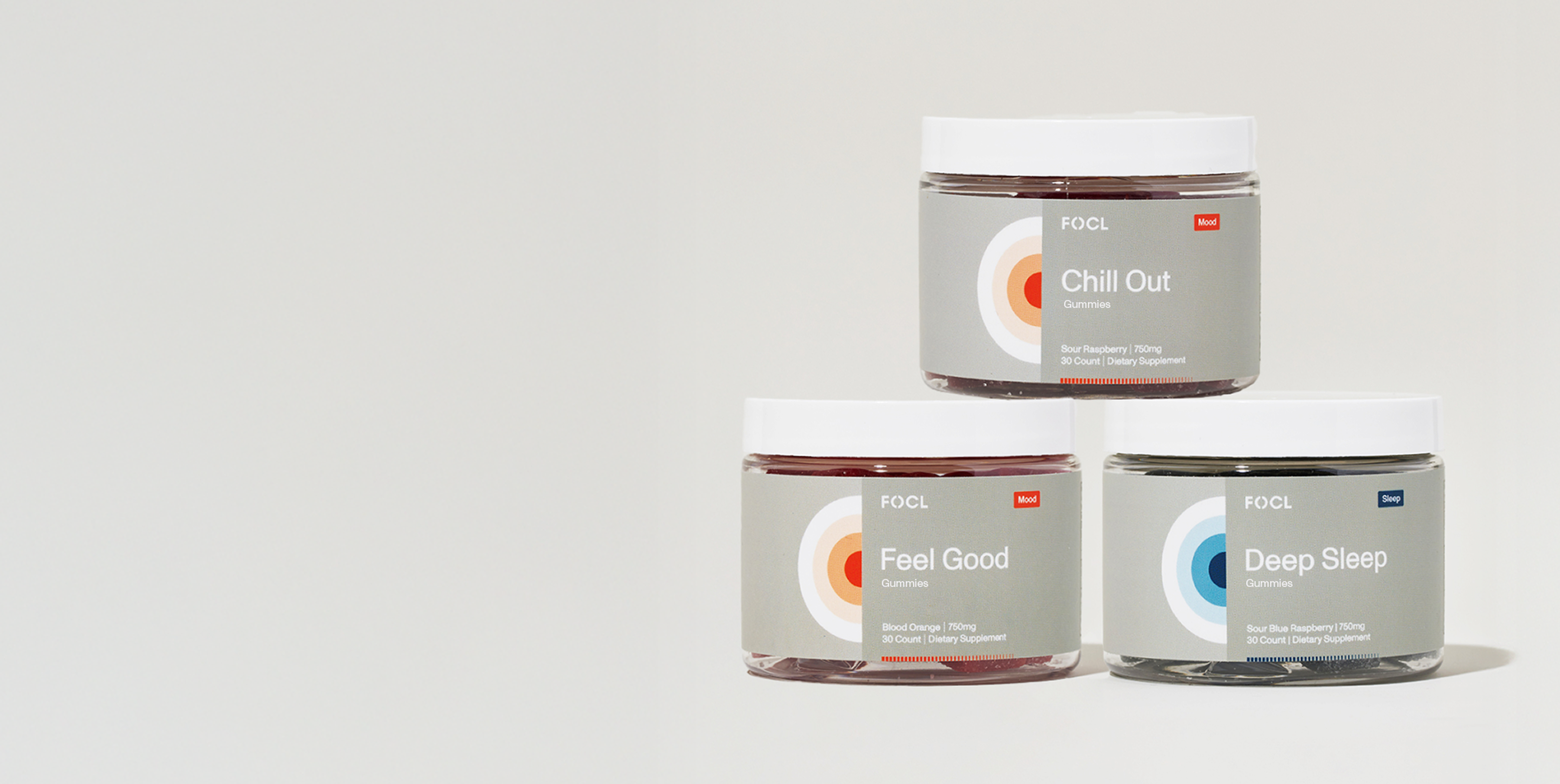 FOCL Trio - Premium plant-based supplements in packaging - Supports sleep, calm, focus, and relief.