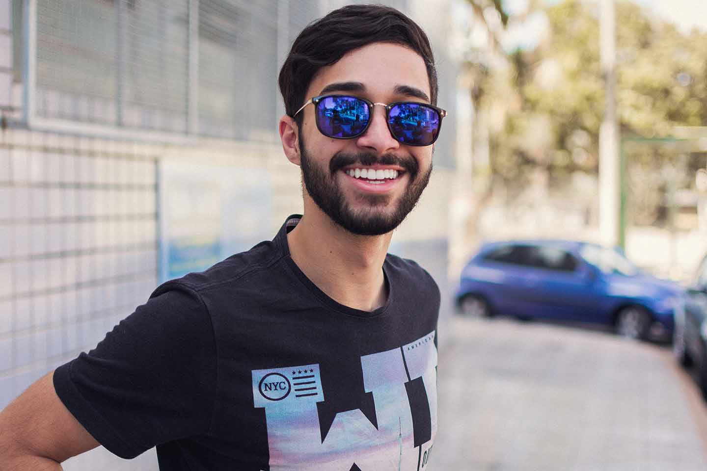 Smiling man in sunglasses