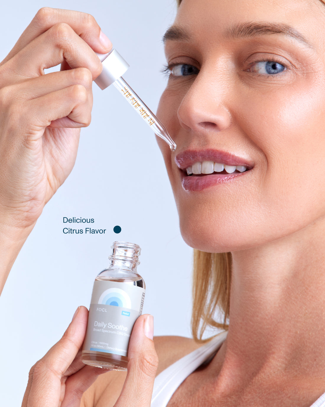 FOCL Daily Soothe Drops - Premium wellness supplement with CBD, adaptogens, and mushrooms - Promotes calm and stress relief.