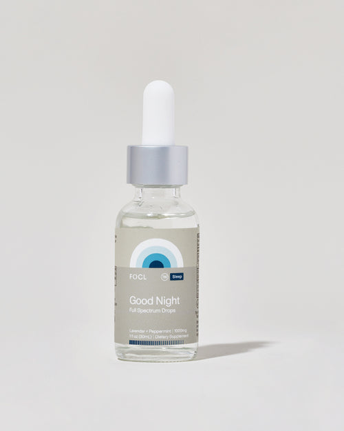 FOCL GoodNight FS Drops in a bottle - Promotes restful sleep with plant-based ingredients.