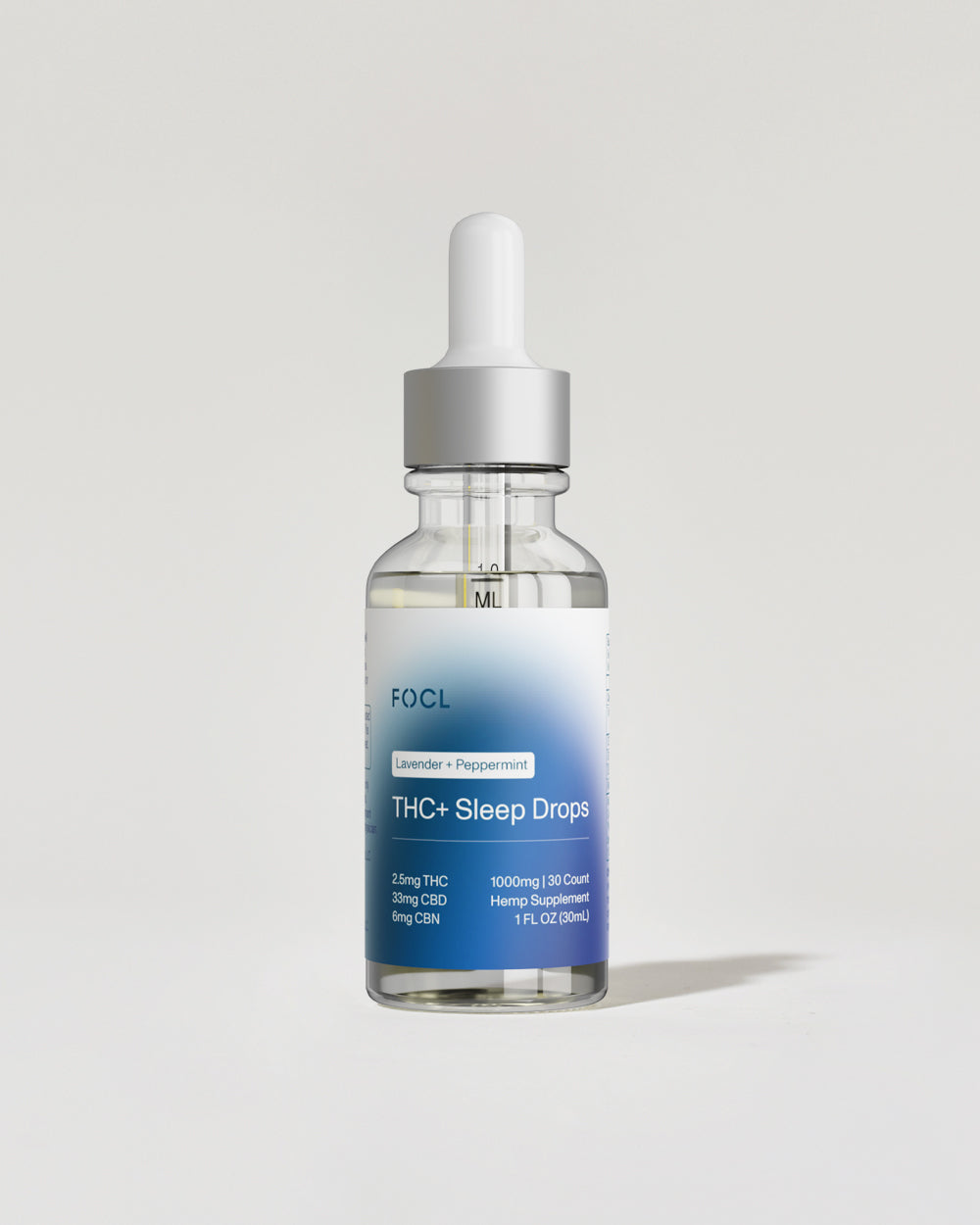 FOCL Sleep Drops in a bottle Promotes restful sleep and calmness through plant-based wellness.