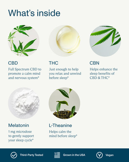 FOCL Sleep supplement with hemp extract, promoting restful and rejuvenating sleep.