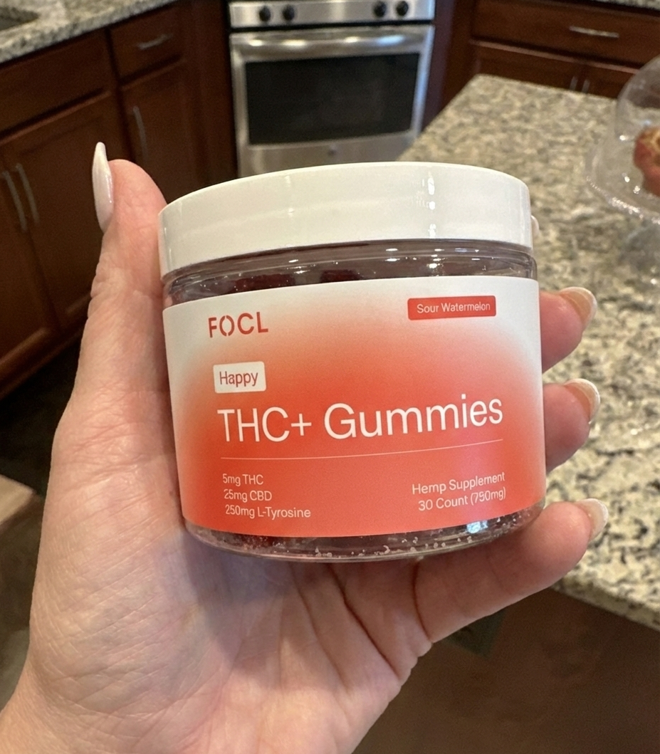 FOCL supplement in food storage containers promoting sleep, calm, and focus for women 50.