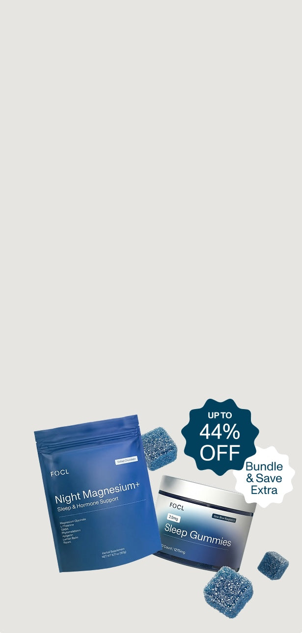 FOCL Highlight wellness supplement - premium packaging with plant-based ingredients - promotes sleep, focus, and calm.
