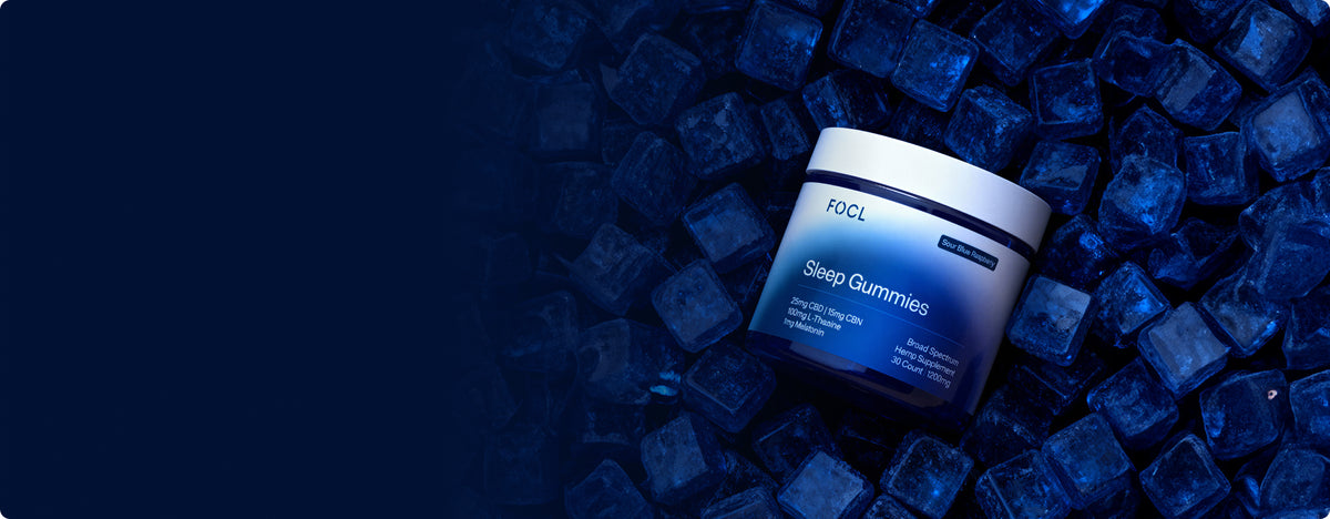 FOCL Sleep Trio on a desktop - plant-based wellness supplements for improved sleep quality and relaxation.